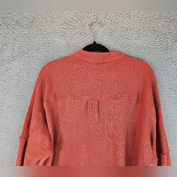 Saukole Womens Orange Long line Over Shirt Sz L Front Pockets Front Button down - Picture 13 of 14